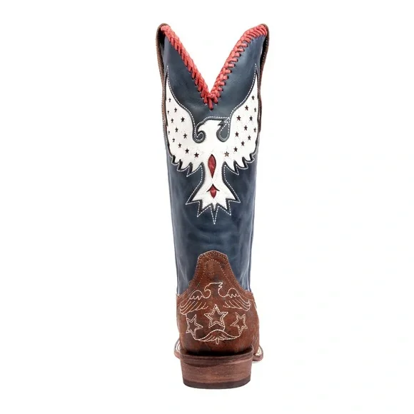 J.B. Dillon Reserve Morning Glory Cowboy Boots with Eagle Motif - Picture 4 of 16